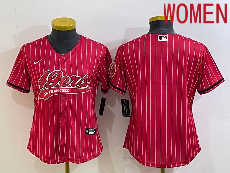 Women San Francisco 49ers Blank Red stripe 2022 Nike Co branded NFL Jerseys->women nfl jersey->Women Jersey